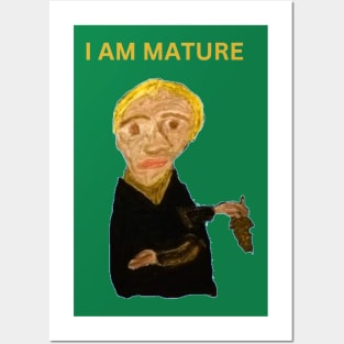 weird funny mature person oil painting Posters and Art